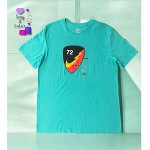 Nike Tee T-Shirt Teal Green Shield Graphic Crew Neck Short Mens Size M